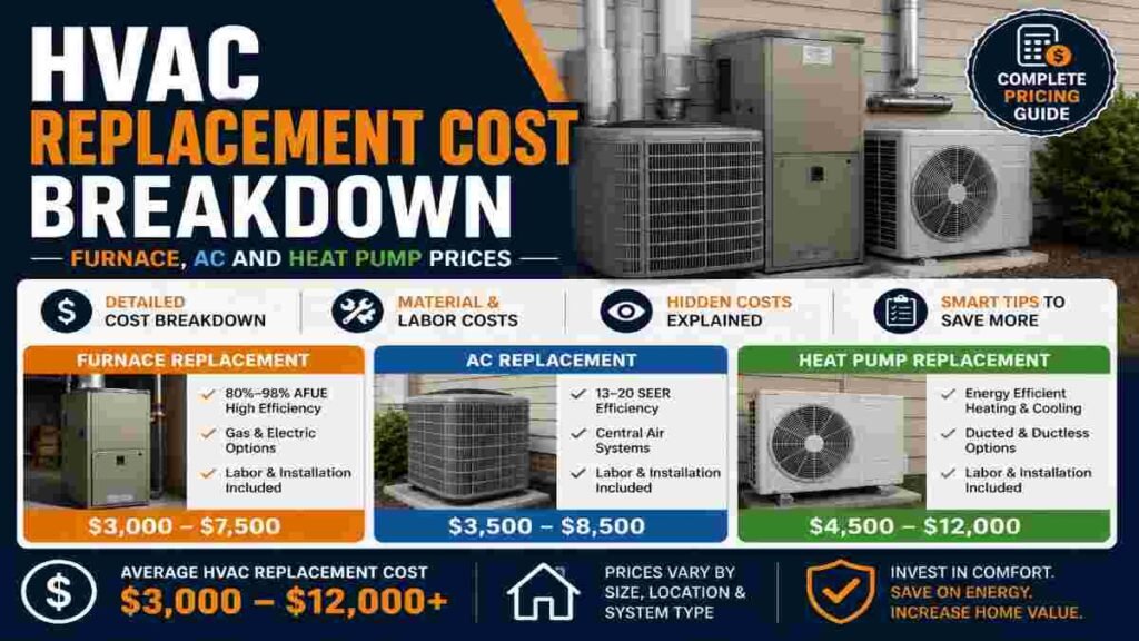 HVAC Replacement Cost Breakdown Furnace AC and Heat Pump Prices